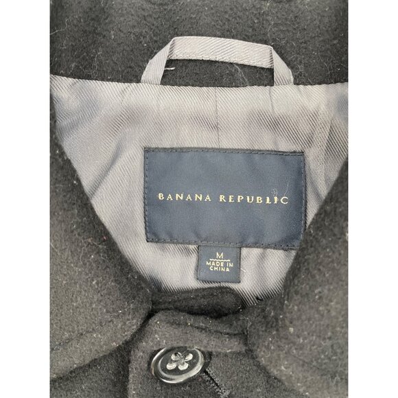 Banana Republic Mens Medium Wool Cashmere Blend Overcoat Classic Black Winter - Picture 3 of 8